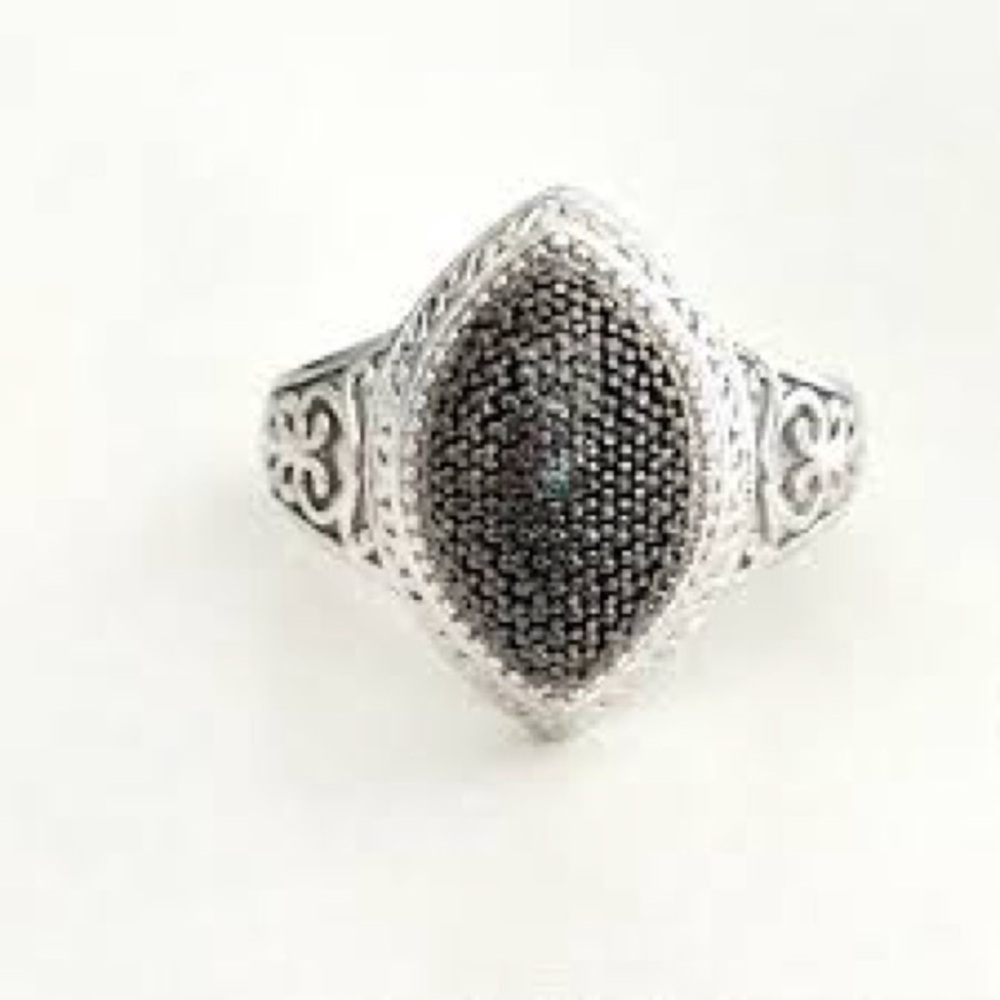 Blue Diamond 925 Sterling Silver Marquise Ring Size 8 - Picture 2 of 14
